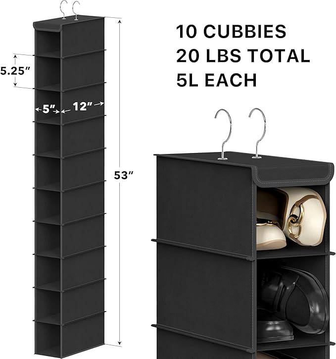 Simple Houseware 10 Shelves Closet Hanging Shoe Organizer - Image 2