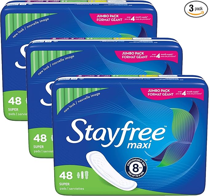 Stayfree Maxi Pads, Extra Heavy Absorbency, Wingless | Super Long | Unscented | by Stayfree