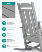 SERWALL Oversized Rocking Chair Set of 2 Outdoor, HDPE Outdoor Rocking Chair Set of 2, Space Gray - Image 5
