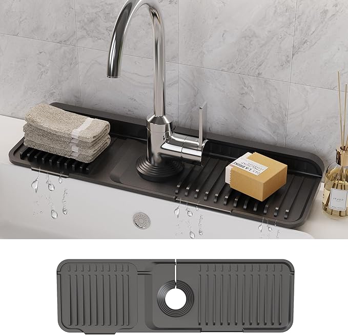WAFT YEARN 17X5 Inch Silicone Durable Faucet Mat Kitchen Sink Splash Guard by WAFTYEARN