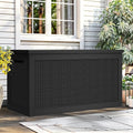 YITAHOME XXL 260 Gal Large Deck Box, Outdoor Resin Storage Box, Rattan Storage Container for Patio Furniture, Garden Tools, Waterproof, Lockable (Black) by YITAHOME
