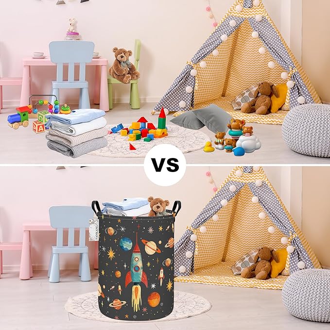 FANKANG Storage Basket, Nursery Hamper Canvas Laundry Basket Foldable - Image 6