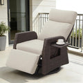 Adjustable Outdoor Recliner Chair with Independent Backrest & Footrest, Patio Swivel Recliner Chair, Wicker Reclining Patio Chair w/Flip-Up Table, Air Pump 155° Lay Flat Chaise Lounge, Beige by Unknown