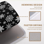 Winter Snowflake Black Dish Drying Mat Christma Snowflakes Large Kitchen Mats - Image 5