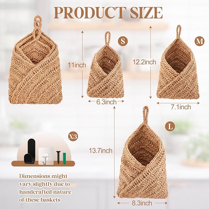 Honeydak Boho Decor Hanging Wall Baskets - Image 2