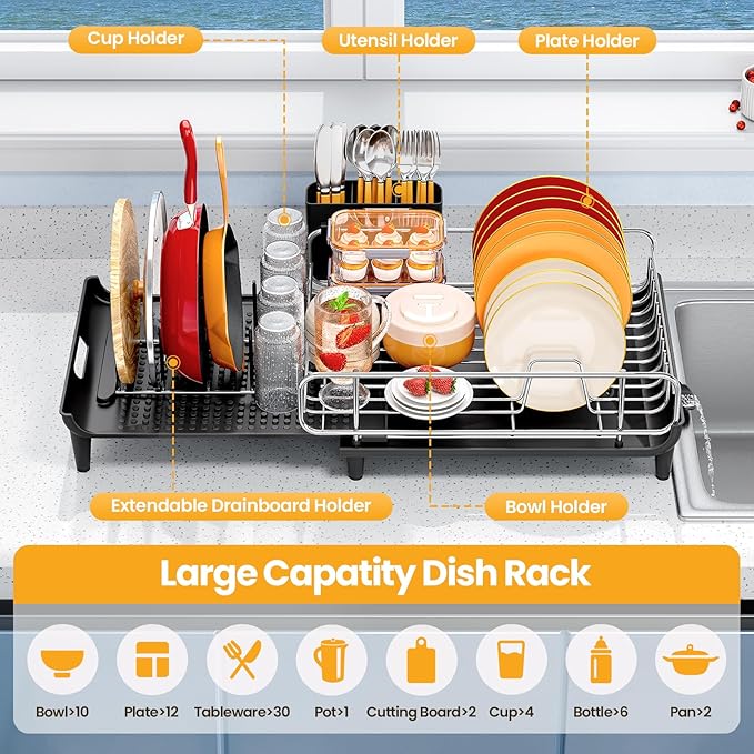 TOOLF Expandable Dish Rack, Dish Drying Rack - Image 2