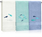 3 Pack Shoal of Fish Coastal Hand Towels by Hahafelt