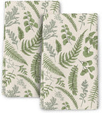 Cute Botanic Dish Towels for Drying Dishes, Absorbent Decorative Sage Green by Wovoto