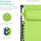 Best Choice Products Folding Zero Gravity Outdoor Recliner Patio Lounge Chair w/Adjustable Canopy Shade, Headrest, Side Accessory Tray, Textilene Mesh - Lime Green - Image 6