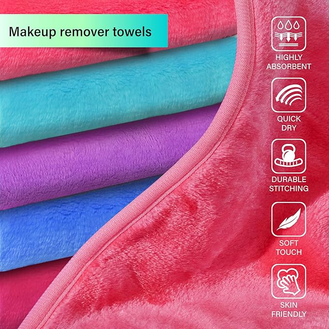 Nugilla Makeup Remover Cloth, 5 Packs Reusable Microfiber Makeup Remover Towels - Image 3