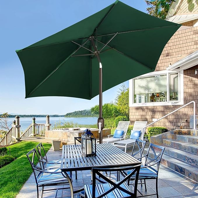 Blissun 7.5 ft Patio Umbrella, Yard Umbrella, Outdoor Market Umbrella with Push Button Tilt Crank, Dark Green - Image 6