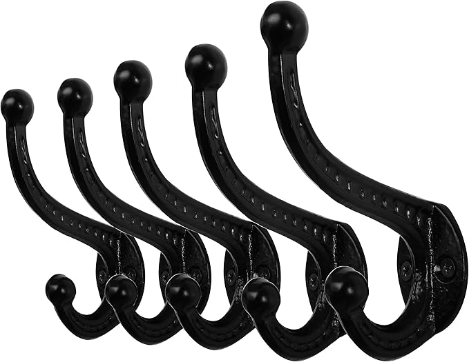 WEBI Rustic Coat Hooks:5 Cast Iron Hooks by WEBI