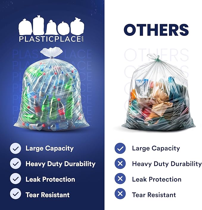 Plasticplace Heavy Duty 55-60 Gallon Trash Bags – Clear Garbage Can Liners – - Image 6