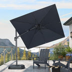 PURPLE LEAF 8' X 8' Tilting Patio Umbrella with Base Outdoor Cantilever Swivel Square Umbrella with Tilt Aluminum Offset Umbrella with 360-degree Rotation for Garden Deck Pool Patio Grey - Image 2