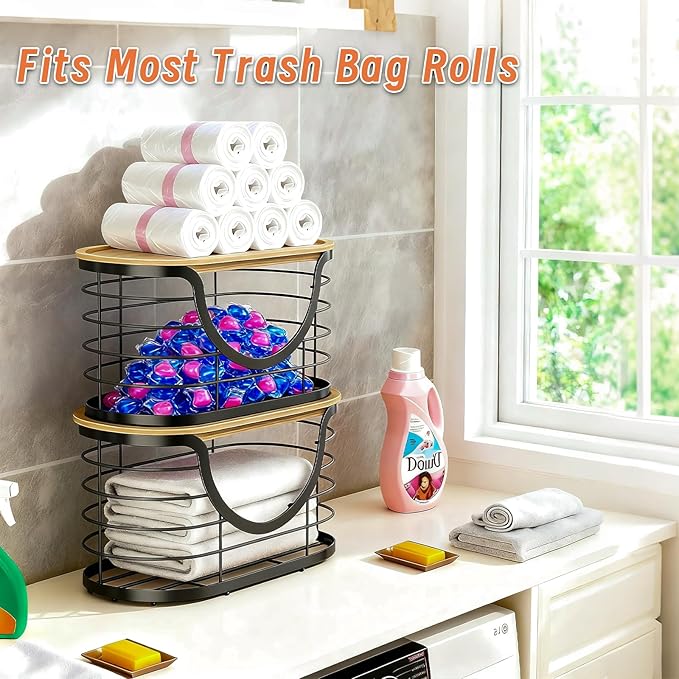 2 Pack Trash Bag Holder，Stackable Trashbag Dispenser - Image 8