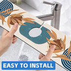 Abstract Blue Minimalistic Sink Faucet Absorbing Mat Sink Splash Guard Faucet - Image 6