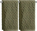 Artoid Mode 2 Pcs Olive Green 3D Diamond Grid Jacquard Hand Towels by ArtoidMode