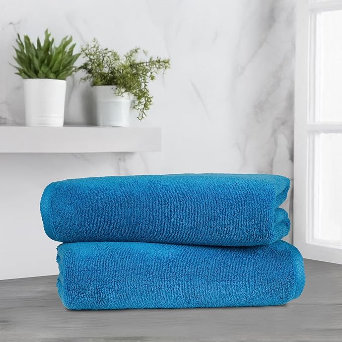 Amazon Basics 2-Piece Quick-Dry Oversize Bath Towel, 100% Cotton, Lake Blue - Image 8