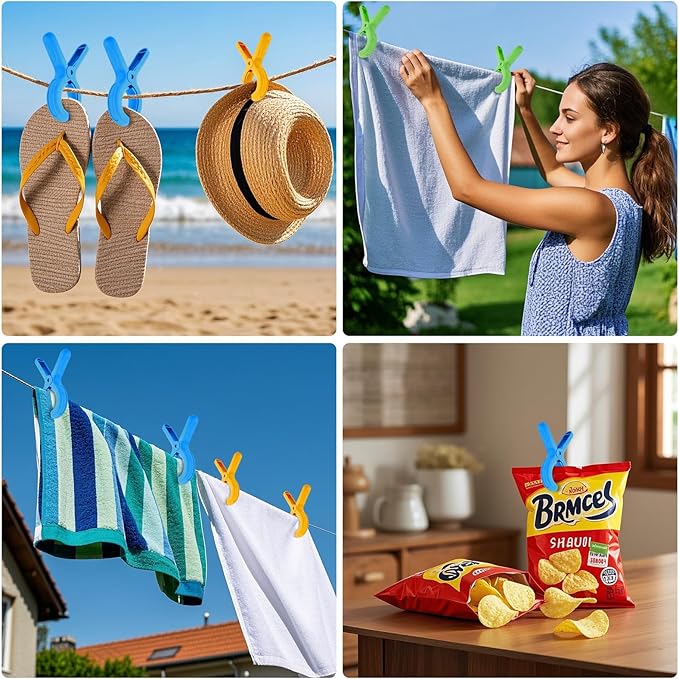 12 Pcs Beach Towel Clips for Beach Chairs, Heavy Duty Clothespins Towel Holder - Image 5