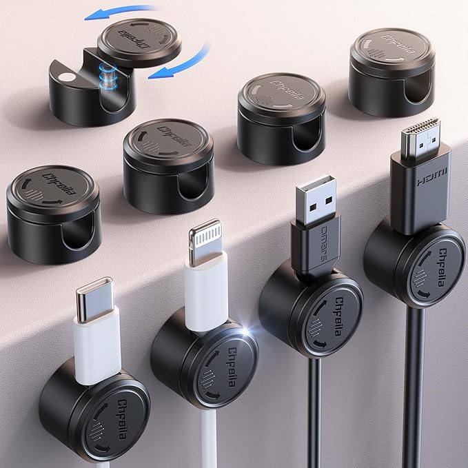 9 Pack Cord Organizer, Chfeila Magnetic Cable Management Clips, Adhesive Phone by Chfeila