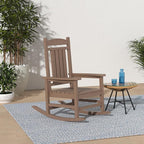 KINGYES Outdoor Rocking Chair Set of 2, High Density Polyethylene Patio Rocking Chairs with 330lbs Support for Adults, Brown - Image 2