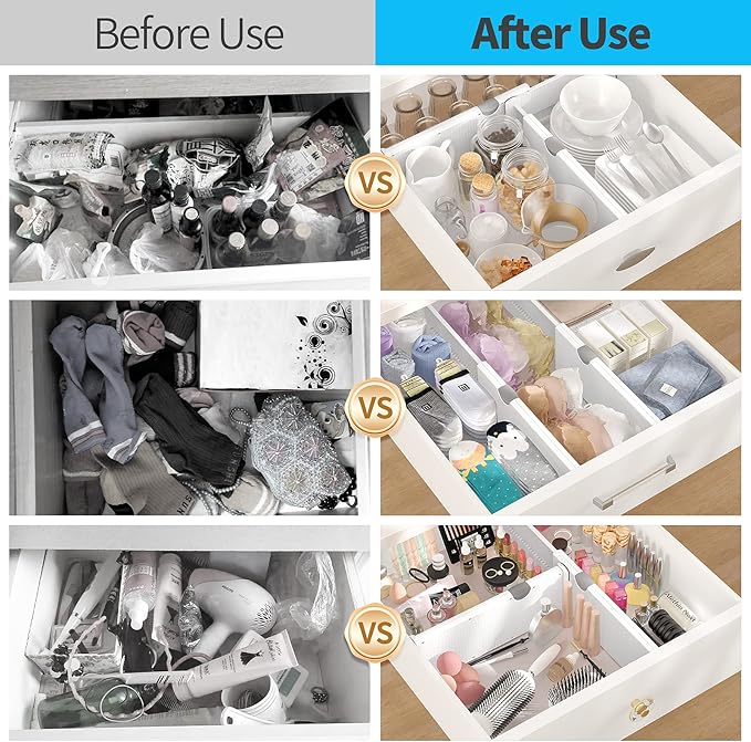 Drawer Dividers Organizer 6 Pack, Adjustable Separators 4" High Expandable from - Image 6