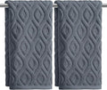 Artoid Mode 2 Pcs Grey 3D Diamond Grid Jacquard Hand Towels by ArtoidMode