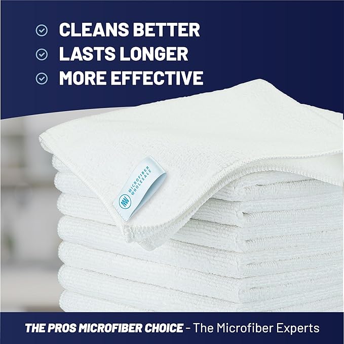 MW Pro Microfiber Cleaning Cloth | White | Size 16" x 16" | All Purpose - Image 2