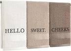 3 Pcs Hello Sweet Cheeks Hand Towels Farmhouse Decorative Embroidered Bathroom by FuWeave