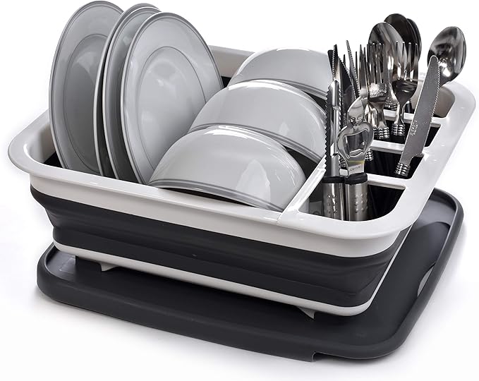 Masirs Pop-Up Collapsible Dish Drying Rack: Convenient Storage, Drains into Sink - Image 7