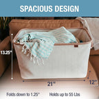 CleverMade Collapsible Laundry Basket LUXE 2 Pack – 60 L Foldable Cotton Blend - Image 3