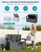 SERWALL HDPE Outdoor Storage Bench, All-Weather, UV-Resistant Deck Box with Waterproof Storage Bags, 57 Gallon Dual-Use Seat & Organizer Deck Boxes for Patio, Garden Tools & Pool (Gray) - Image 5