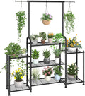 Simple Trending Plant Stand Indoor Outdoor, Metal 3 Tier Tall Hanging Plant Shelf for Multiple Flower Planter Large Heavy Duty Ladder Plant Holder for Garden, Black by SimpleTrending
