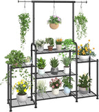 Simple Trending Plant Stand Indoor Outdoor, Metal 3 Tier Tall Hanging Plant Shelf for Multiple Flower Planter Large Heavy Duty Ladder Plant Holder for Garden, Black by SimpleTrending