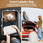 Canvas Laundry Bags with Handles & Rectangular Base, Washable Canvas Drawstring - Image 7