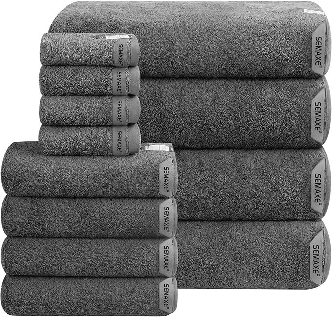 SEMAXE 12-Piece Family Bathroom Towel Set by SEMAXE