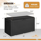 Devoko 100 Gallon Waterproof Large Resin Deck Box Outdoor Storage Box Indoor Lockable Storage Container with Cushion for Patio Furniture Garden Pool Cushions (Black) - Image 8