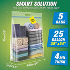HIBAG 25 Gallon Jumbo Storage Bags, 35” x 24” Resealable Clear Bags - Image 2