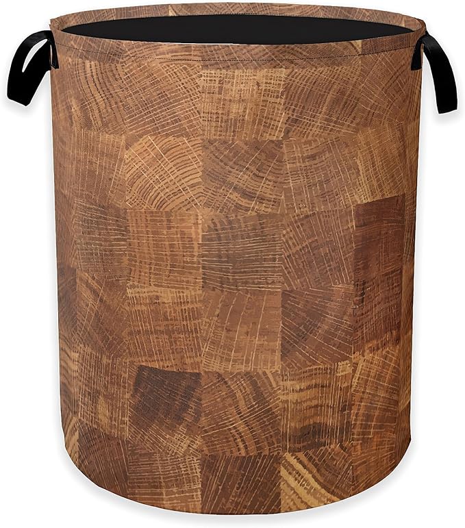 Wood Texture Pattern Laundry Basket, Rustic Farmhouse Clothes Hamper, Oxford by Unknown