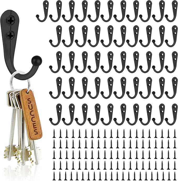 Coat Hooks-52 Pack Farmhouse Hooks by Hajoyful