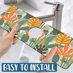Abstract Leaves Sink Faucet Absorbing Mat Boho Leaves Super Absorbent Fast - Image 5