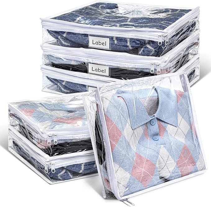 Hoolerry 6 Pieces Sweater Storage Bags Plastic Clear PVC Clothes Storage Bags by Hoolerry