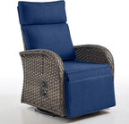 Belord Dual-Adjust Outdoor Swivel Recliner Chair – Wicker Reclining Patio Chair with Adjustable Backrest and Footrest, All-Weather Wicker Chaise Lounge Chair Outdoor for Pool Deck (2.0) by Belord