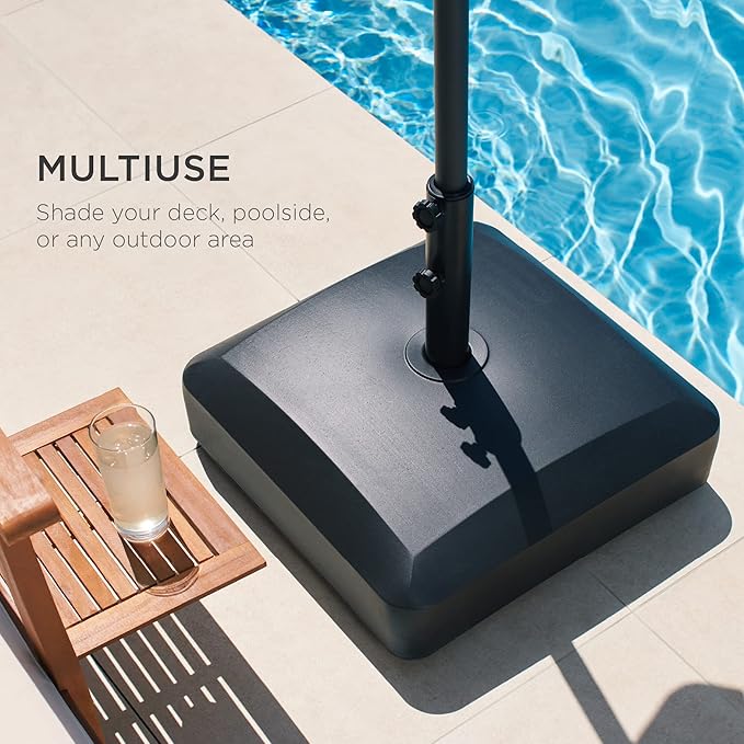 Best Choice Products 123lb Capacity Fillable Mobile Umbrella Base Heavy Duty Market Stand for Patio, Deck, Poolside w/ 4 Wheels, 2 Locks, 2 Knobs, Wind-Resistant Design - Black - Image 5