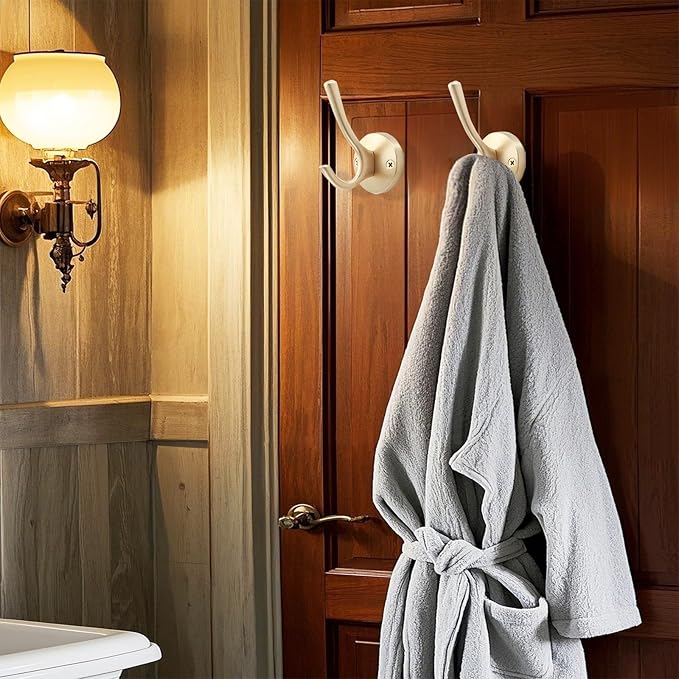 Gold Coat Hooks for Wall, 3 Pack Towel Hook Heavy Duty Metal Double Bath Robe - Image 8