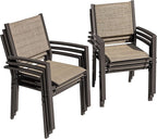 Flamaker Patio Chairs Textilene Outdoor Chairs Set of 6 Stackable Dining Chair for Backyard, Deck, Poolside (Beige) by Flamaker