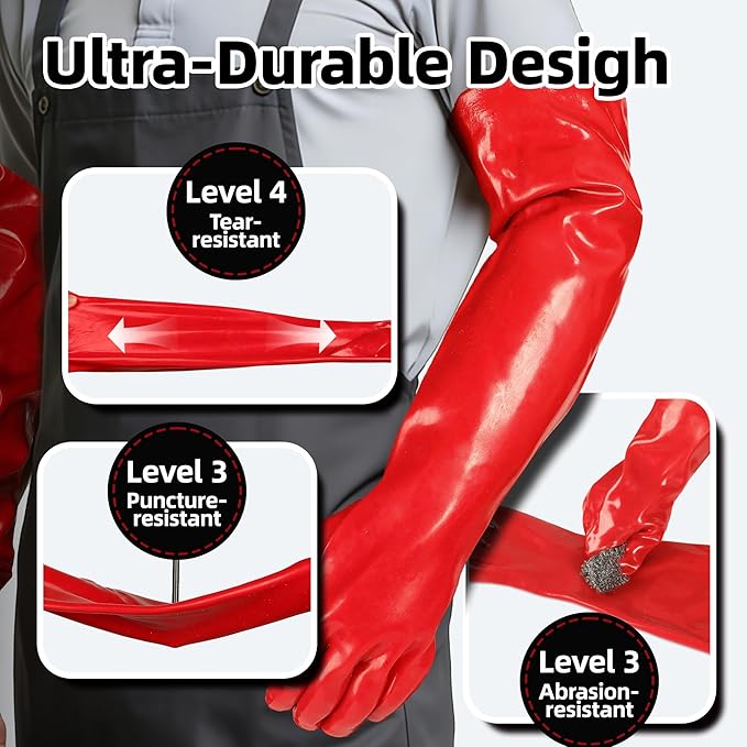 Schwer 23.5" PVC Chemical Resistant Gloves, Heavy Duty Waterproof Work Gloves - Image 4