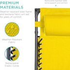 Best Choice Products Folding Zero Gravity Outdoor Recliner Patio Lounge Chair w/Adjustable Canopy Shade, Headrest, Side Accessory Tray, Textilene Mesh - Sunflower Yellow - Image 5