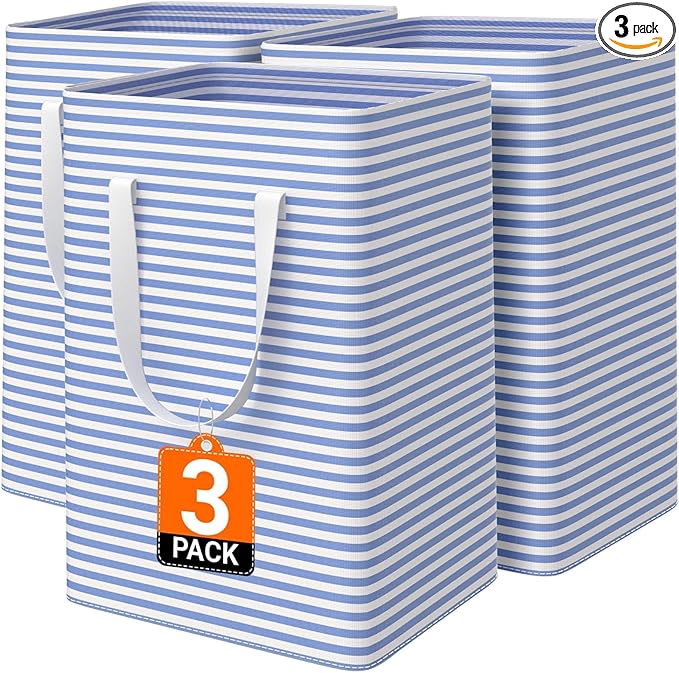 3 Pack Large Laundry Basket, Waterproof & Freestanding Laundry Hamper, by Unknown