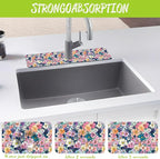 Sink Faucet Absorbing Mat Cute Flowers Sink Splash Guard Drying Mat - Image 5